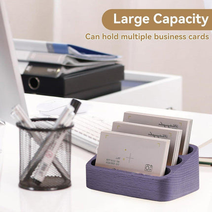 Black Walnut 3 Compartment Business Card Holder Office Card Organizer Case