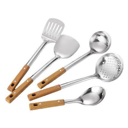 5pcs Stainless Steel Spatula Soup Spoon Kitchenware Set for Household Cooking