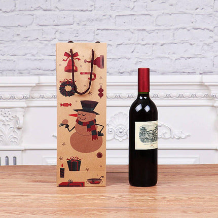 20PCS Christmas Wine Bottle Gift Bags Kraft Paper Red Wine Bag Holiday Set