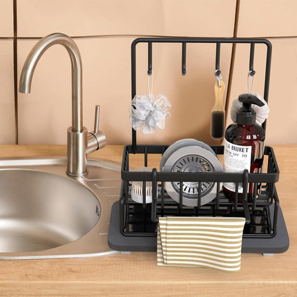 Wall Mounted Sponge Holder Non Perforated Kitchen Sink Organizer Draining Basket