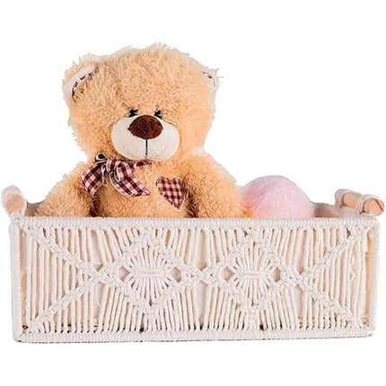 Pure Hand-Woven Square Storage Basket Desktop Organizer for Cosmetics Snacks