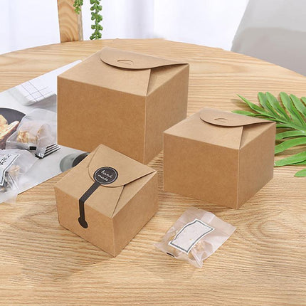 100x Kraft Paper  Party Wedding Favour  Bomboniere Candy Boxes 9*9 12*12cm Aimall