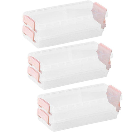 3PCS Clear Plastic Desktop Storage Box 2 Layer Holder DIY Stationery Pencil Case