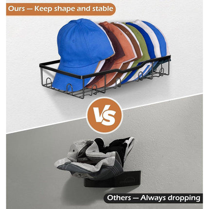 2pcs Metal Hat Organiser Wall Mounted Hat Rack Display Storage Hanger Shelf
