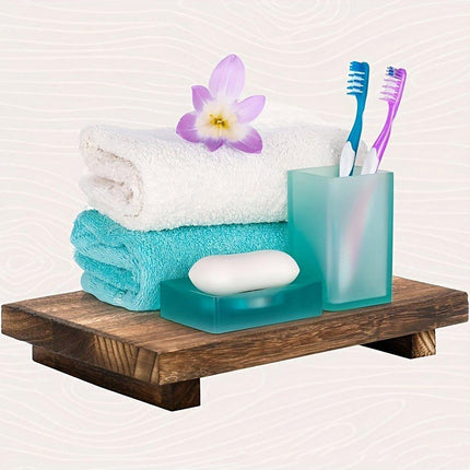 Wooden Soap Dish Storage Shelf Tray Rack Storage Box Case Bathroom Home Decor