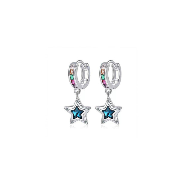 Star Hollow Circle Earrings Elegant Simple Design Fashion Jewelry for Women