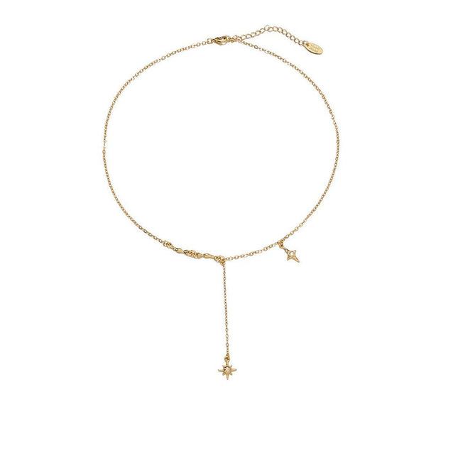 Vintage Star Pendant Octet Clavicle Chain Necklace Elegant Women Accessory