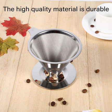 Stainless Steel Double Layer Hand Coffee Filter 600 Mesh Paper-Free Tea Funnel