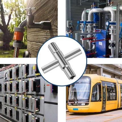 4 in 1 Silver Cross Faucet Wrench Household Bathroom Tool Multipurpose Wrench