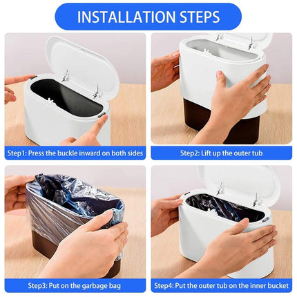 Desktop Wastebasket Organizer Small Trash Bin Compact Wastebasket for Office Use