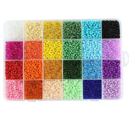 12000Pcs 3mm 24-Color Glass Seed Bracelet Beads Kit - Aimall