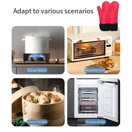 2pcs Insulated Oven Mitts Heat Resistant Gloves for Kitchen Household Use