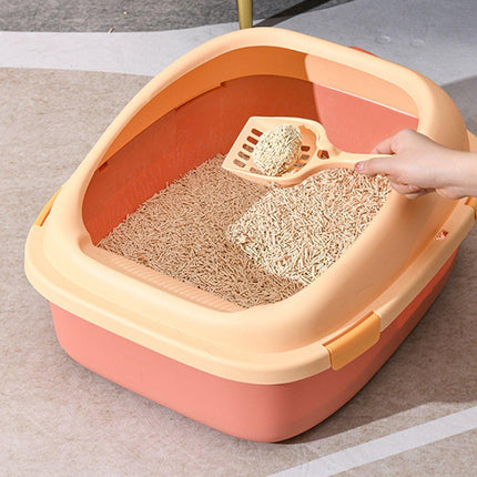 Large Cat Litter Box Semi Enclosed Anti Splash Durable Plastic Open Circulation