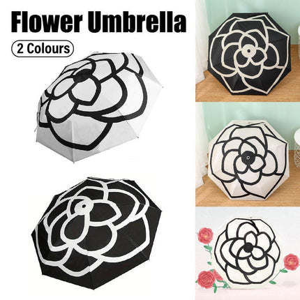 Rain Umbrella Compact Folding Sunscreen Umbrella Camellia Outdoor UV Protection