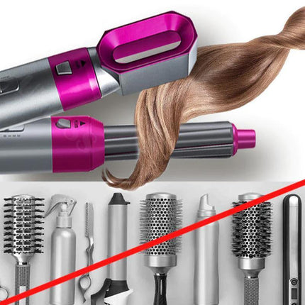5 IN 1 Hair Dryer Brush Hot Comb Air Volumizer Curler Straightener Curling Style - Aimall