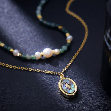 Retro Fashion Style Natural Stone Design Necklace for Women Vintage Jewelry