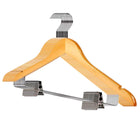 10 Pcs Wooden Non-Slip Wide Shoulder Clothes Hanger with Clip for Hotel Wardrobe
