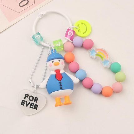 Cartoon Little 3D Duck Keychain Cute Key Chain Car Bag Key Ring Couple Pendant - Aimall