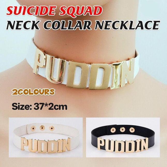 Harley Quinn Puddin Choker Suicide Squad Neck Collar Necklace Halloween Cosplay - Aimall