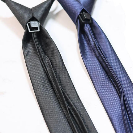 Students' Formal School Uniforms Knot-free Ties Black Plaid Jk Zipper Ties Rope Belts - Aimall