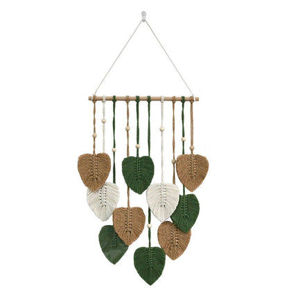 Handmade Braided Cotton Rope Leaves Wall Hanging Home Decoration Ornament