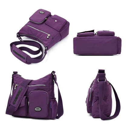 Purple Shoulder Bag Nylon Fabric Crossbody Travel Bag for Women Casual Use