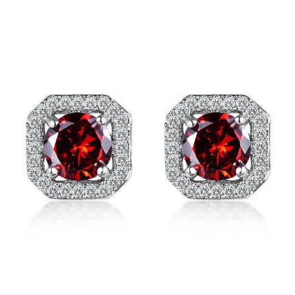 1 Pair Brilliant Square Cut Cubic Zirconia Stud Earrings Stainless Steel E135 7Clours - Aimall