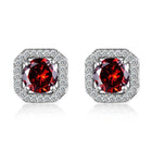1 Pair Brilliant Square Cut Cubic Zirconia Stud Earrings Stainless Steel E135 7Clours - Aimall