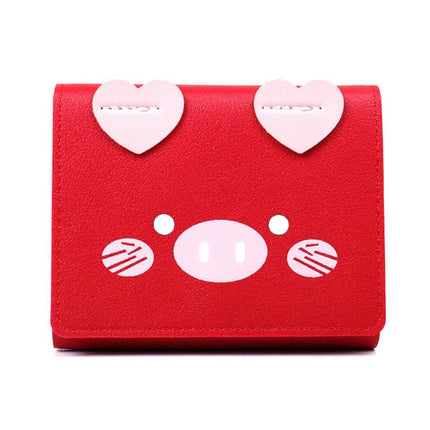 Womens Cute Cartoon Short Wallet Small Three Fold Multi Card Holder Wallet