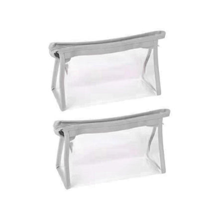 2PCS Transparent Zipper Pencil Case Cosmetic Pouch Pen Storage Bag for Girls
