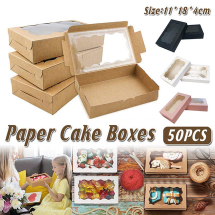 50pcs Rectangular Kraft Paper Window Box Gift Packaging Boxes Party Favors