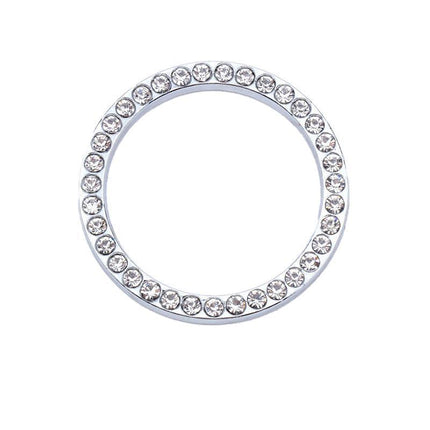 1x Silver Car SUV Decorative Button Start Switch Diamond Ring Auto Accessories - Aimall