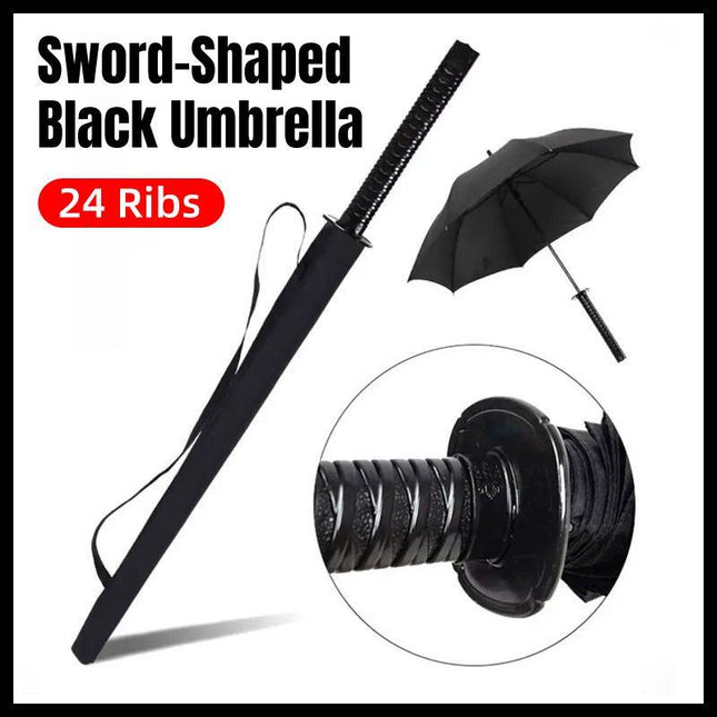 Black Sun and Rain Umbrella Straight Umbrella UV Protection Windproof Outdoor
