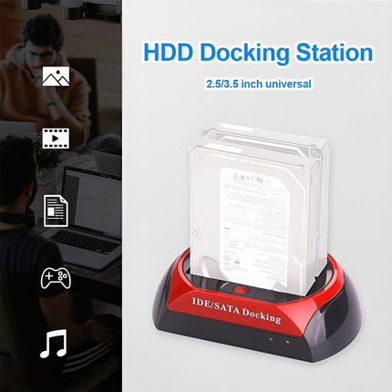Dual SATA IDE HDD Docking Station 2.5" 3.5" Hard Disk Drive Dock Reader OTB Card