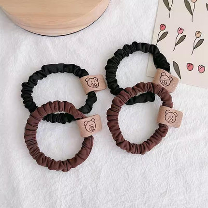 10X Female Hairband Brown Black Hair Cord Bear Hair Ropes Rubber Bands Ponytail - Aimall