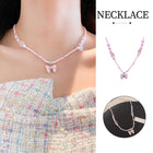 Handmade Pink Butterfly Beaded Necklace Women Girls Cute Boho Fashion
