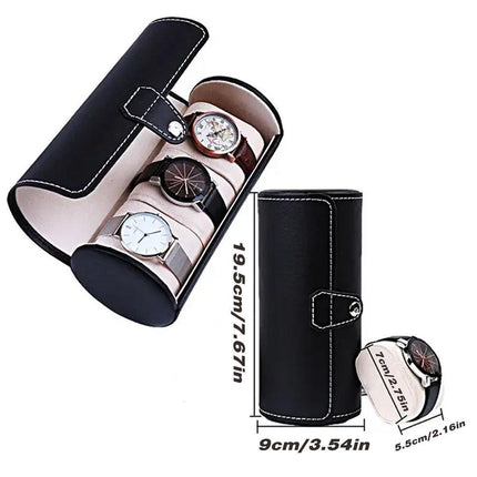 3 Position Cylinder Portable Watch Organizer Storage Case for Watches Jewelry