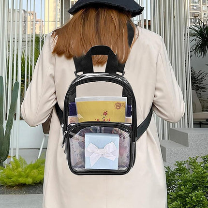 Transparent Backpack Bag Clear PVC Travel Shoulder Bag School Bag Strap Book Bag - Aimall