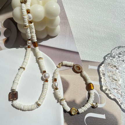 Pepe Wheel Pearl Necklace And Bracelet Set Elegant Jewelry For Women Fashion