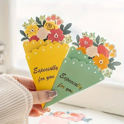 Mother's Day Bouquet Blessing Card 5 Flower Shape Birthday Gift Three-dimensional Creative Card Blessing Card