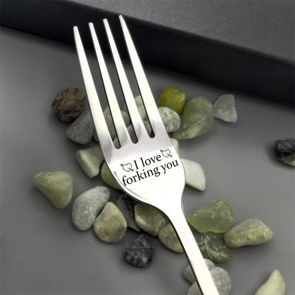 I forking love you Engraved Stainless Steel Fork w/ Gift Box Lover Best Present - Aimall