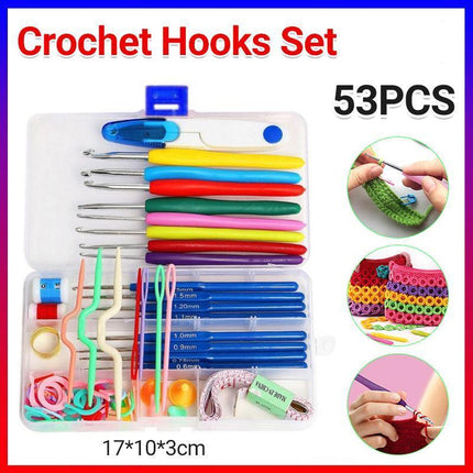 Knitting Needles Crochet Hooks Set Tools Kit Yarn Sewing Tools Grip With Box DIY - Aimall