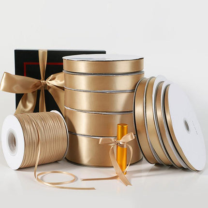 5/10PCS Thin Gift Wrapping Gold Ribbon Champagne Fabric Ribbons For Crafts - Aimall