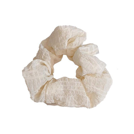 Chic Korean Style Ruffled Scrunchies Soft Cream Fluffy Hair Band Hairstyle Women - Aimall