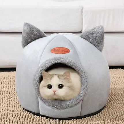Cat Bed Winter Warm Enclosed Pet House Cozy Indoor Sleeping Nest for Cold Weather