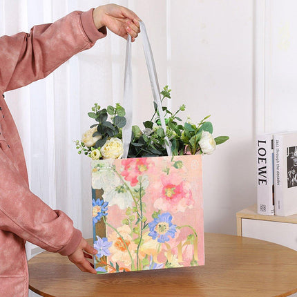 10pcs Floral Oil Painting Tote Bags Gift Packaging for Chinese Valentine's Day