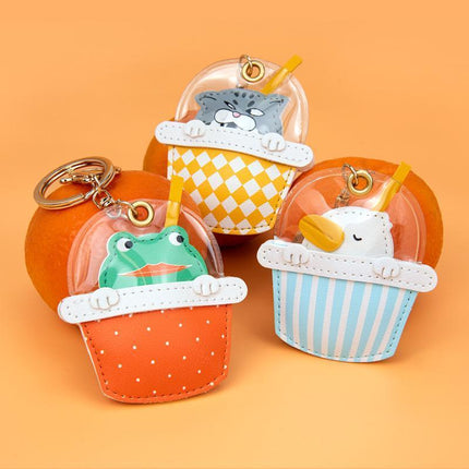 Cartoon Cute Keychain Milk Tea Cup Cute animal Milk Tea Key chain - Aimall