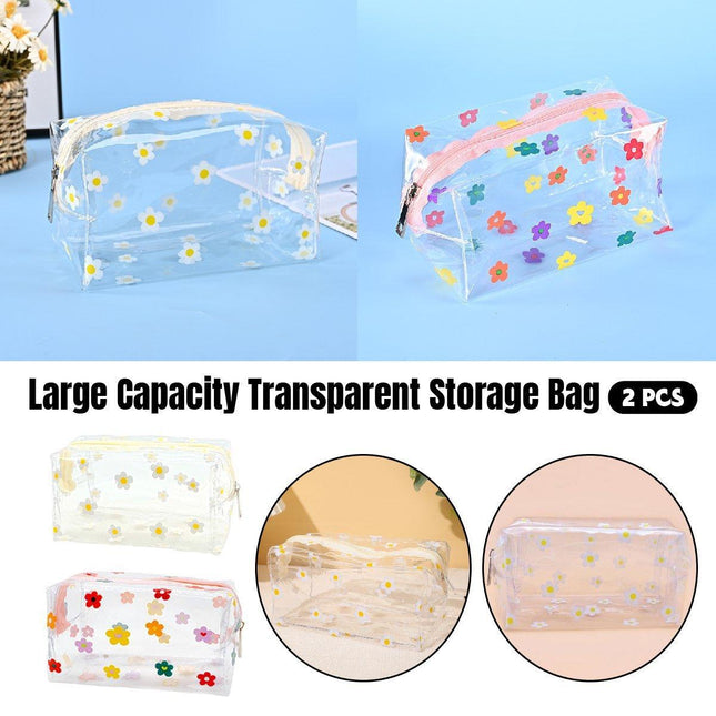 2PCS Large Capacity Transparent PVC Travel Bag Women Portable Wash Storage Bag