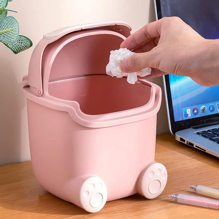 Mini Monster Trash Can Desktop Flip Top Garbage Bin Small Plastic Waste Basket