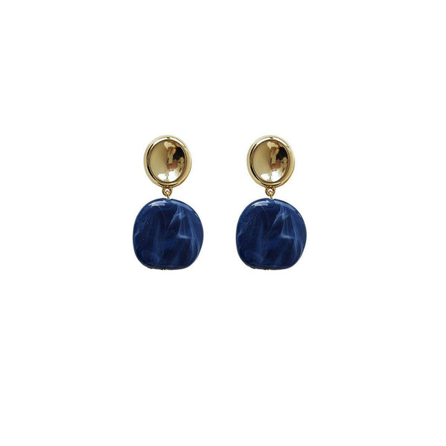 Irregular Blue Earrings For Women Retro Style Elegant Literary Fashion Jewelry